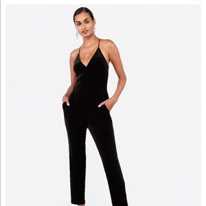 Velvet v-neck cami jumpsuit